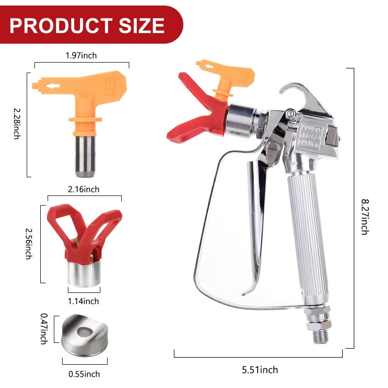 DUSICHIN DUS-036 Airless Paint Spray Gun High Pressure 3600 PSI 517 TIP Swivel Joint for Titan Graco Airless Paint Sprayers - Image 4